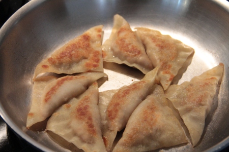 Pan fried and steamed dumplings